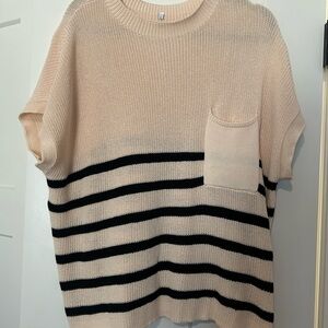 SHEIN Black and Cream Striped Sweater